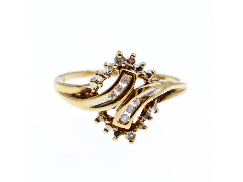 10K Yellow Gold Diamonds Ring Size 7.5