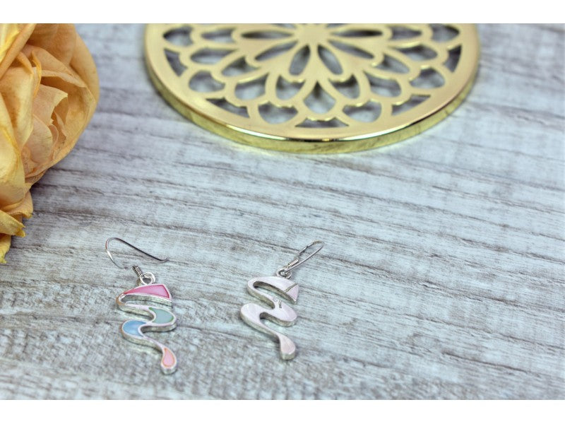 925 Sterling Silver Multicolor Enamel Earrings