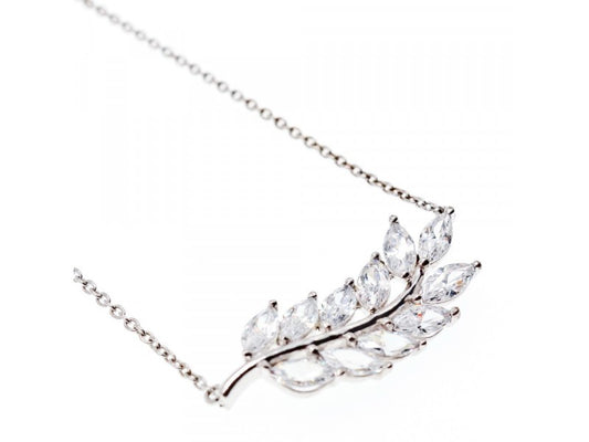 925 Sterling Silver CZ "Leaf" Necklace