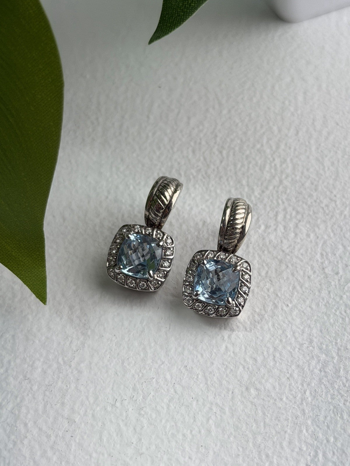 925 Sterling Silver Blue & White Topaz Earrings