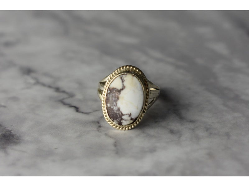 Vintage 925 Sterling Silver Moss Agate Ring Size 5.5