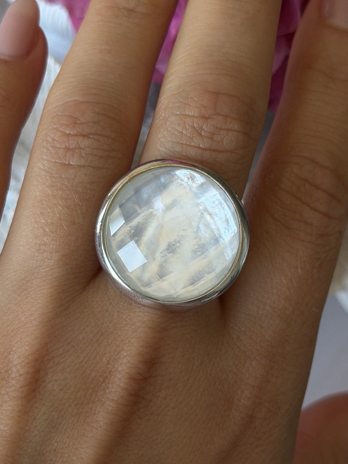 925 Sterling Silver Abalone Ring Size 10