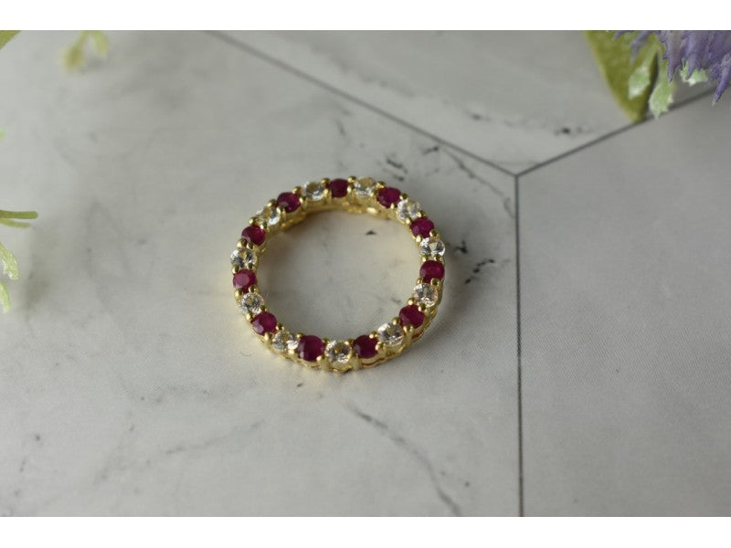 10K Yellow Gold Pink and Colorless Spinel Pendant