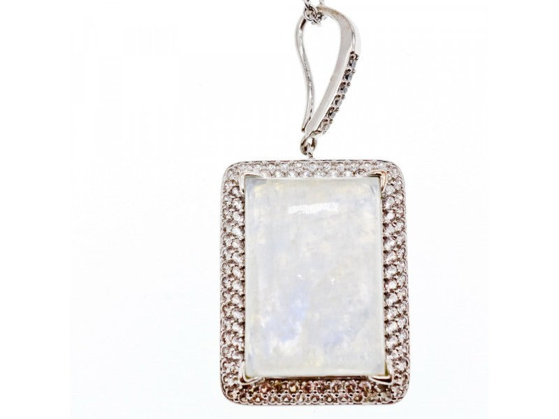 925 Sterling Silver Moonstone & CZ Chain With Pendant