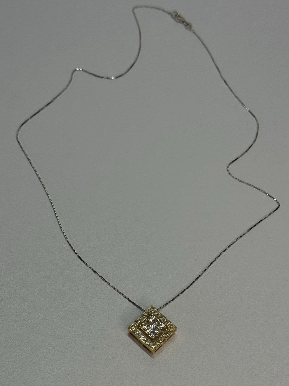 14K YELLOW WHITE GOLD CZ NECKLACE LENGTH 18 INCH