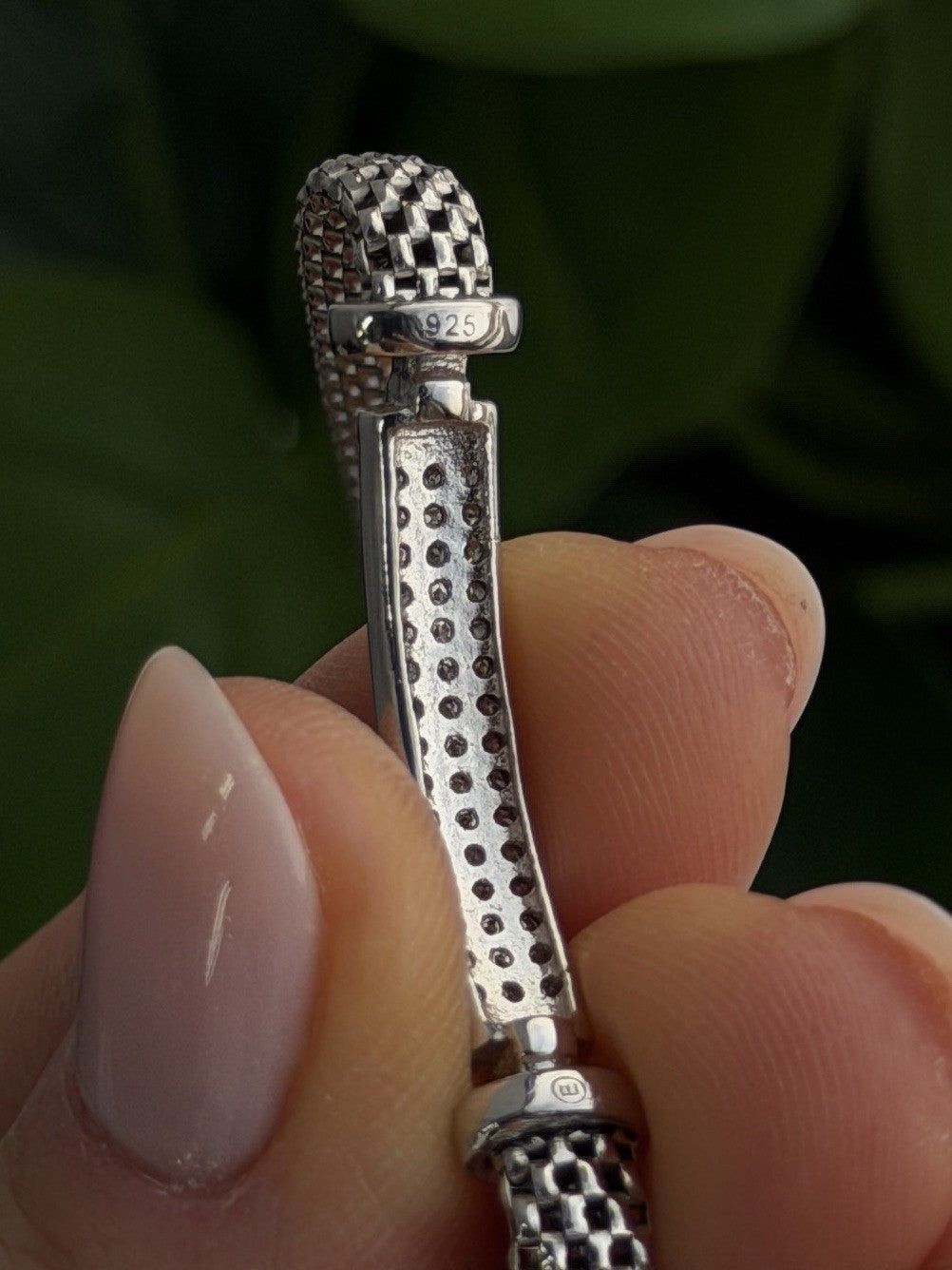 Italy Elegant 925 Sterling Silver White Colorless Topaz Bracelet 7
