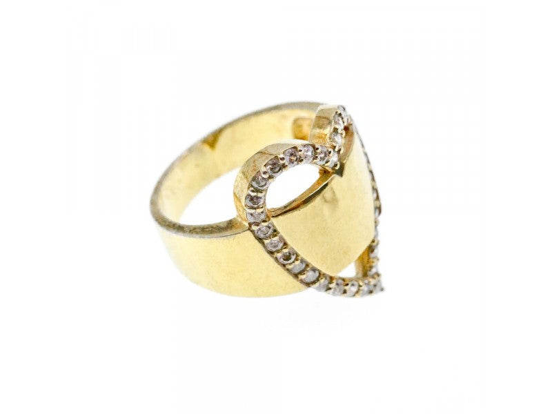 925 Sterling Silver Gold Plated CZ "Heart" Ring Size 7