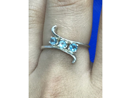 925 Sterling Silver Blue Spinel Ring Size 8