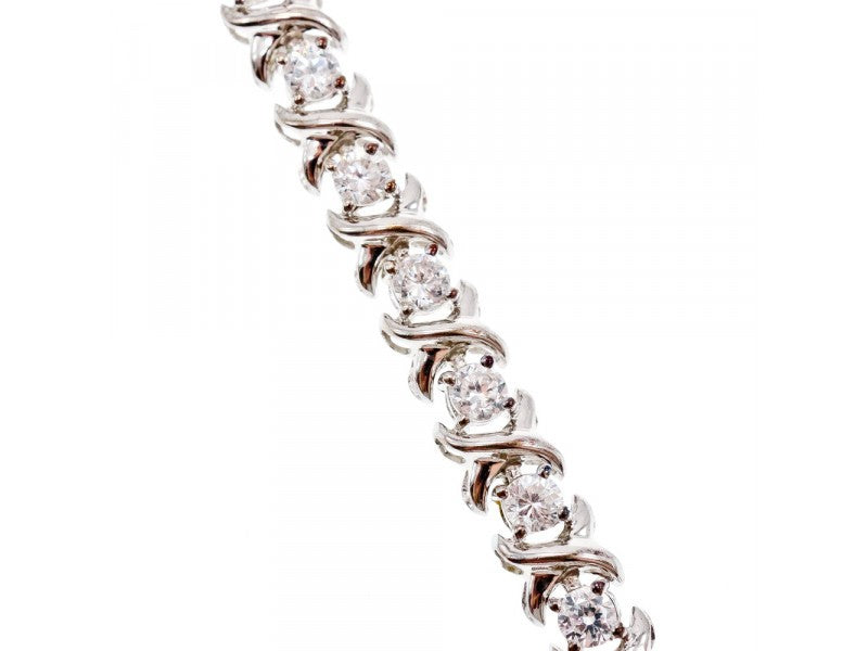 925 Sterling Silver CZ Bracelet Size 8.2 IN