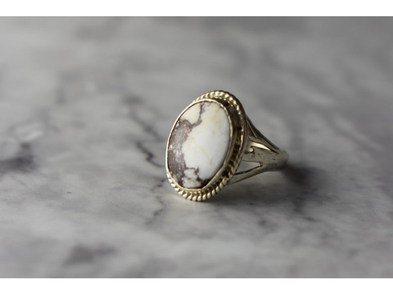 Vintage 925 Sterling Silver Moss Agate Ring Size 5.5