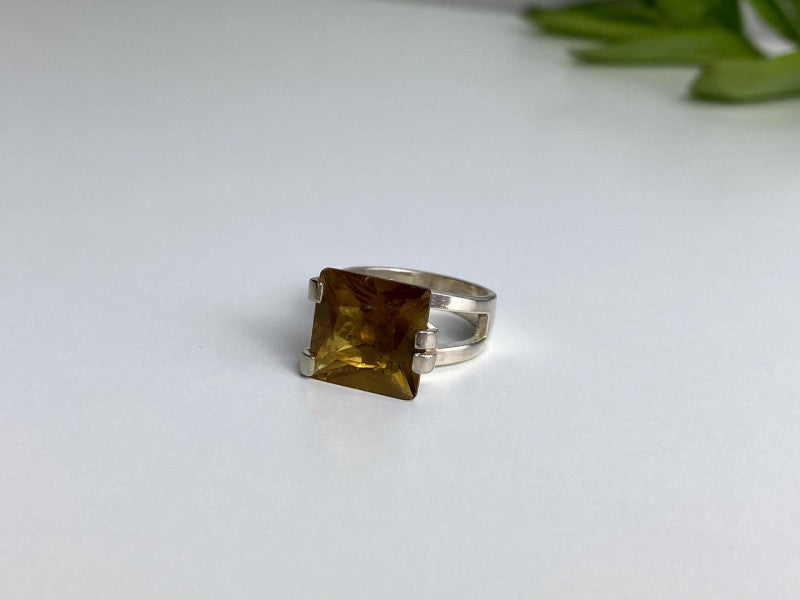Vintage 925 Sterling Silver Heliodor Ring Size 6.75