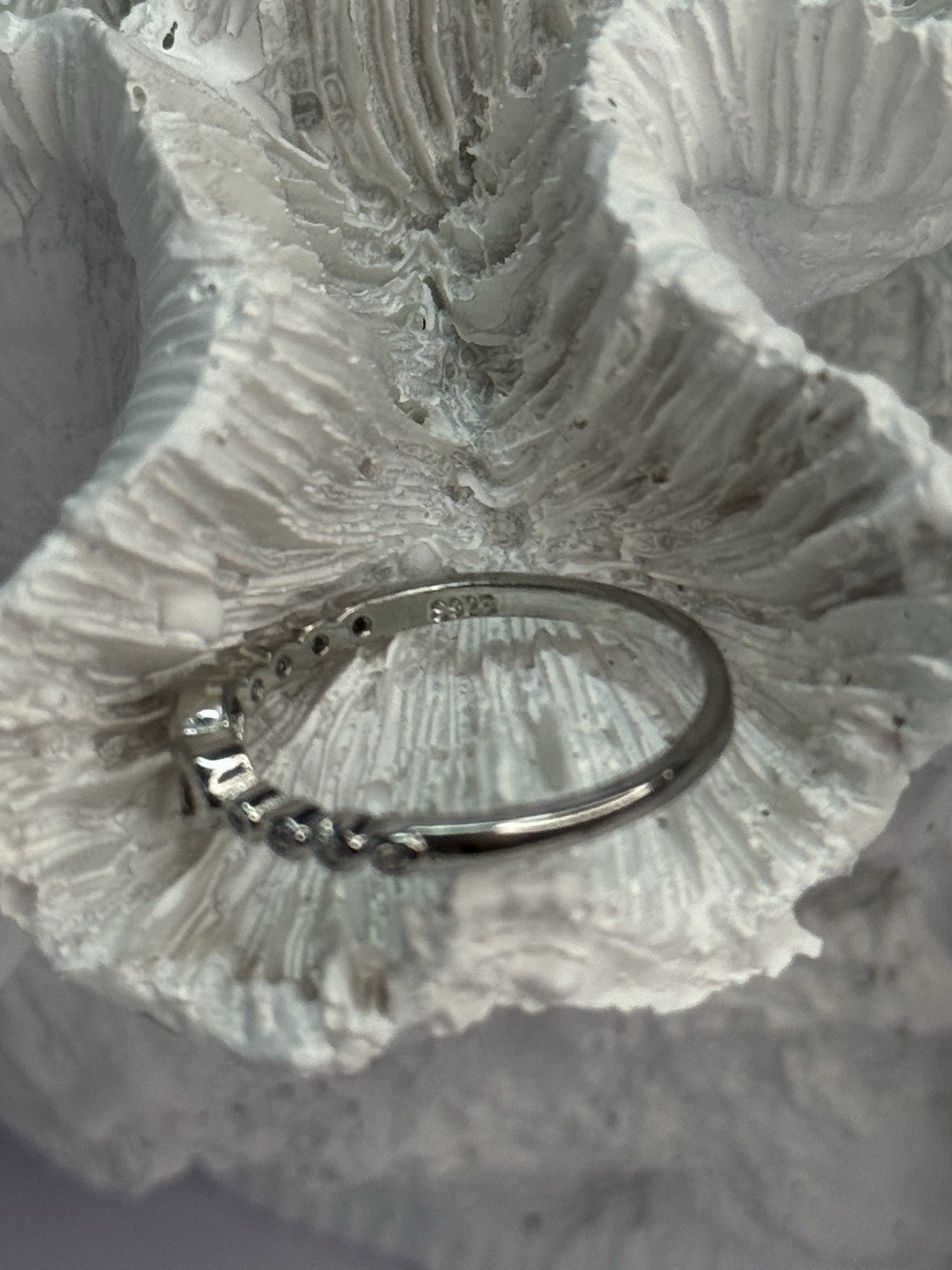 925 Sterling Silver CZ Heart Ring Size 8