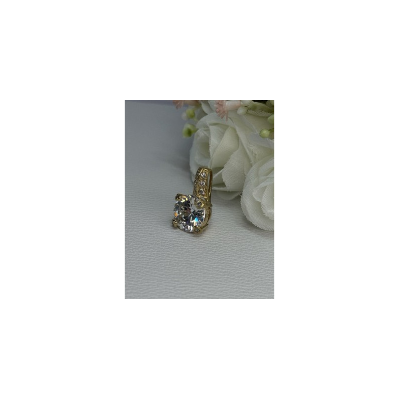 925 Sterling Silver Gold Plated CZ Pendant Length 0.80 Inch