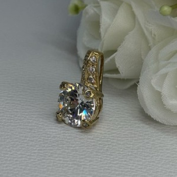 925 Sterling Silver Gold Plated CZ Pendant Length 0.80 Inch