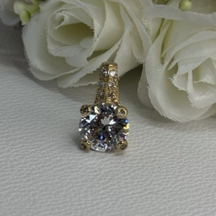 925 Sterling Silver Gold Plated CZ Pendant Length 0.80 Inch
