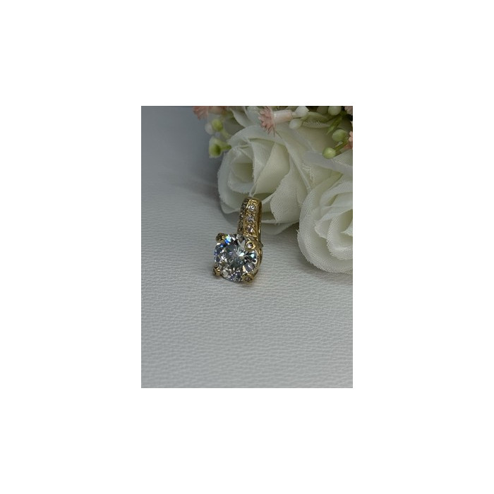 925 Sterling Silver Gold Plated CZ Pendant Length 0.80 Inch