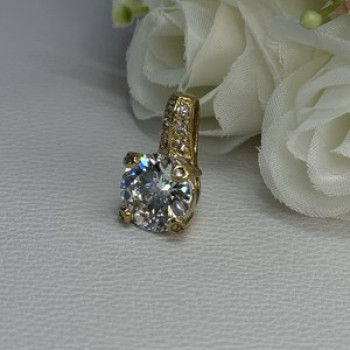 925 Sterling Silver Gold Plated CZ Pendant Length 0.80 Inch