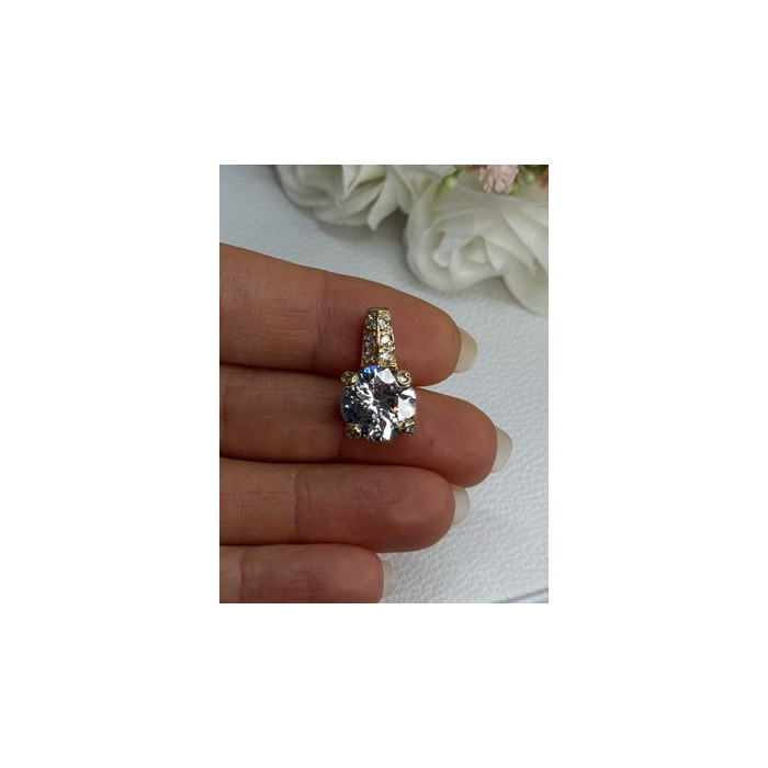 925 Sterling Silver Gold Plated CZ Pendant Length 0.80 Inch