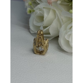 925 Sterling Silver Gold Plated CZ Pendant Length 0.80 Inch