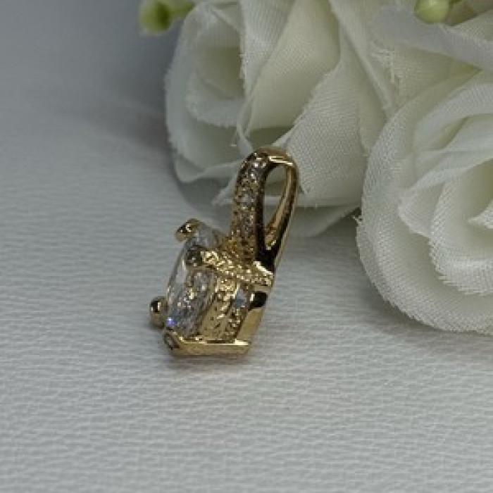 925 Sterling Silver Gold Plated CZ Pendant Length 0.80 Inch