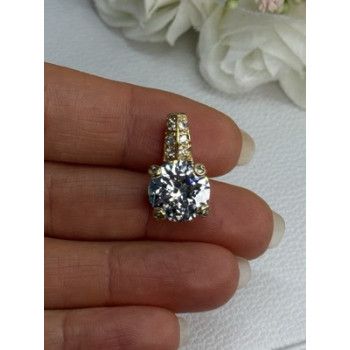 925 Sterling Silver Gold Plated CZ Pendant Length 0.80 Inch