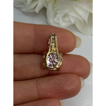 925 Sterling Silver Gold Plated CZ Pendant Length 0.80 Inch