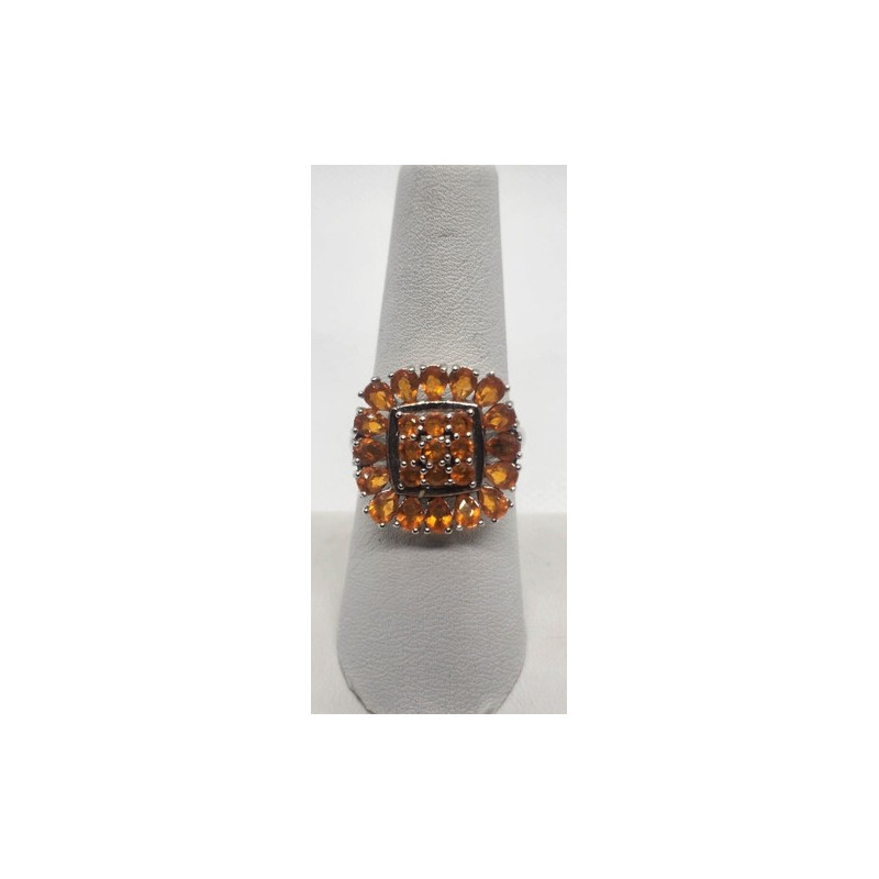 925 Sterling Silver CZ Orange Ring Size 8