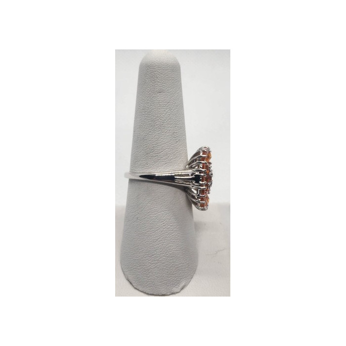 925 Sterling Silver CZ Orange Ring Size 8