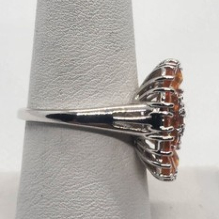 925 Sterling Silver CZ Orange Ring Size 8