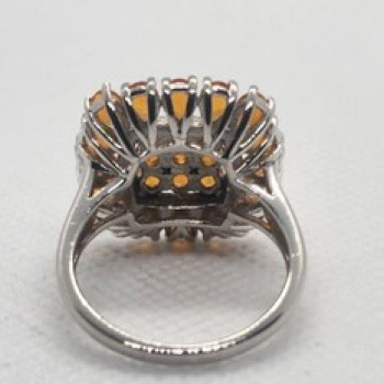 925 Sterling Silver CZ Orange Ring Size 8