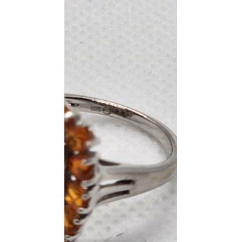 925 Sterling Silver CZ Orange Ring Size 8