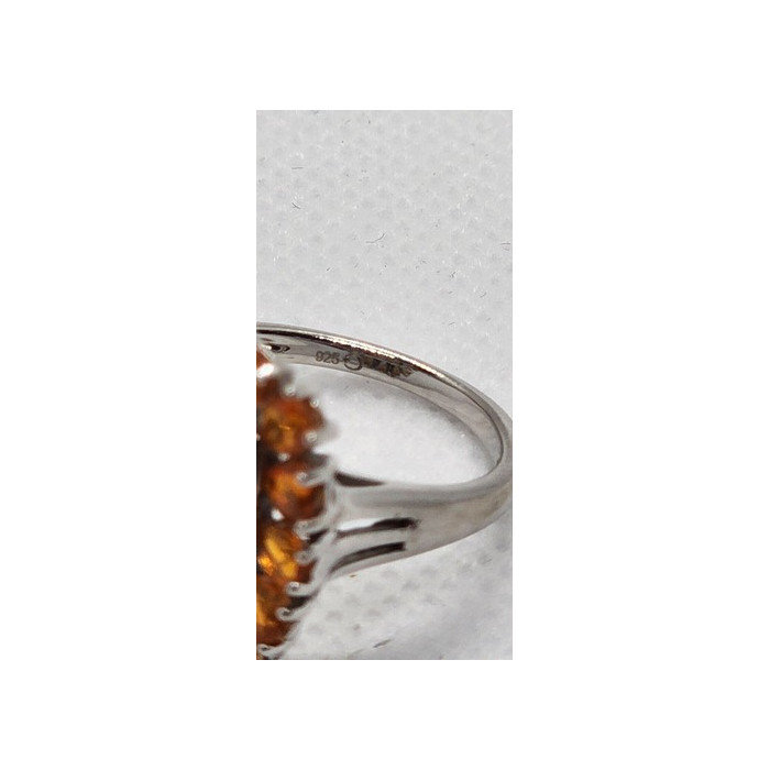 925 Sterling Silver CZ Orange Ring Size 8