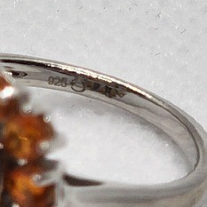 925 Sterling Silver CZ Orange Ring Size 8