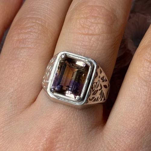 925 Sterling Silver Spinel Men's Ring Size 8