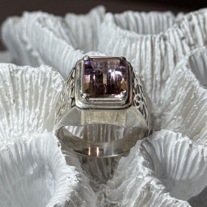 925 Sterling Silver Spinel Men's Ring Size 8