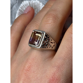 925 Sterling Silver Spinel Men's Ring Size 8