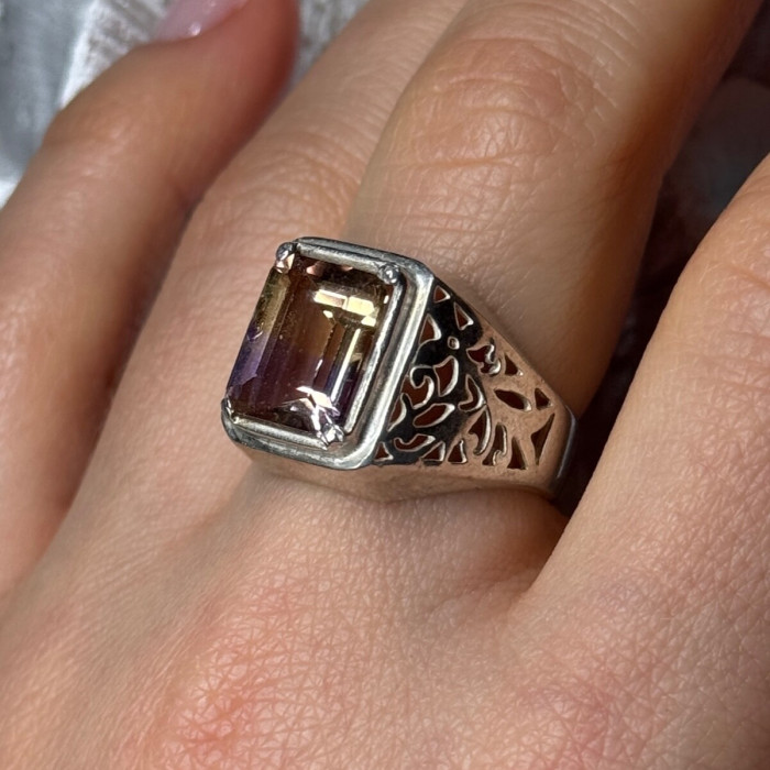 925 Sterling Silver Spinel Men's Ring Size 8