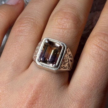 925 Sterling Silver Spinel Men's Ring Size 8