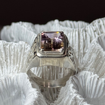 925 Sterling Silver Spinel Men's Ring Size 8
