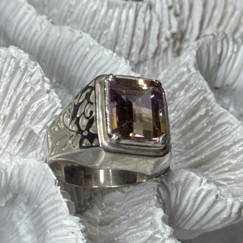 925 Sterling Silver Spinel Men's Ring Size 8
