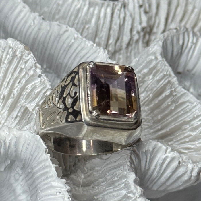 925 Sterling Silver Spinel Men's Ring Size 8