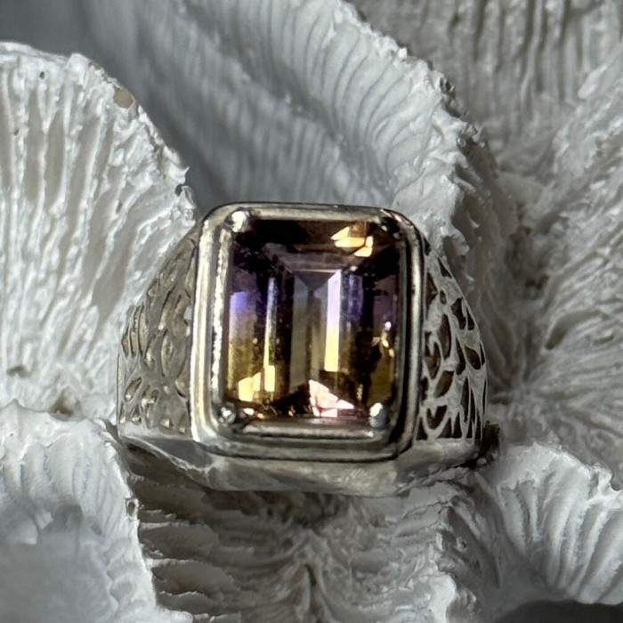 925 Sterling Silver Spinel Men's Ring Size 8
