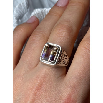 925 Sterling Silver Spinel Men's Ring Size 8