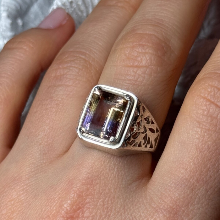 925 Sterling Silver Spinel Men's Ring Size 8
