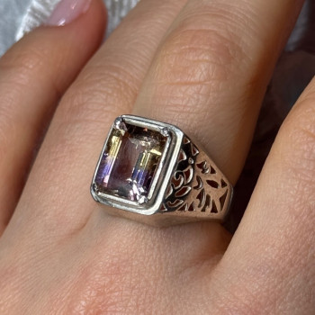 925 Sterling Silver Spinel Men's Ring Size 8