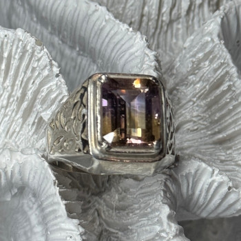 925 Sterling Silver Spinel Men's Ring Size 8
