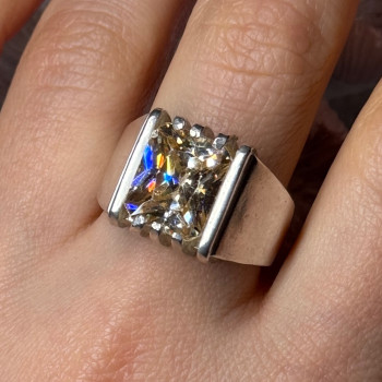 Men'S 925 Sterling Silver Yellow Spinel Ring Size 8.5