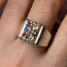 Men'S 925 Sterling Silver Yellow Spinel Ring Size 8.5