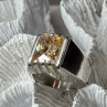 Men'S 925 Sterling Silver Yellow Spinel Ring Size 8.5
