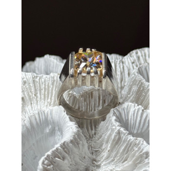 MEN'S 925 STERLING SILVER YELLOW SPINEL RING SIZE 8.5